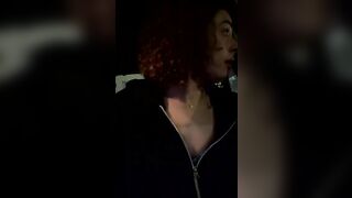 annamoran99 plays with her boobs and takes a friend's dick in her mouth