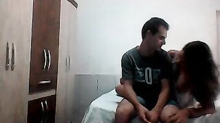 Bombomepimenta - Young couple chatting sweetly and teasing in front of the camera showing debauchery on camera