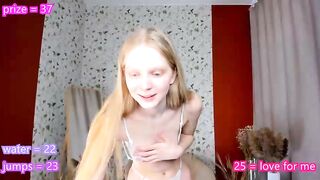 jenny_ames -  Young woman with small tits in panties dances in front of the camera and sweetly communicates with happiness