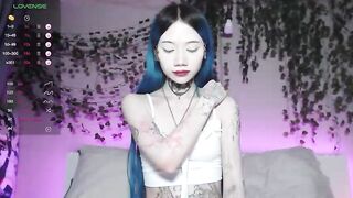 le_chan  -  Skinny Asian with long hair cutely chats and teases in front of the camera