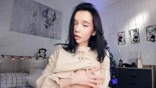 riskyproject - Young brunette with small tits teasing in front of the camera