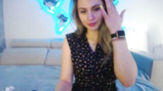 Kiralovesyou -  Skinny blonde in a dress sweetly chatting and teasing her pussy in front of the camera