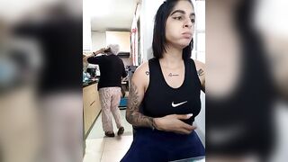 charlotte_stevenss_ - Tattooed couple have a cute chat and tease in front of the camera