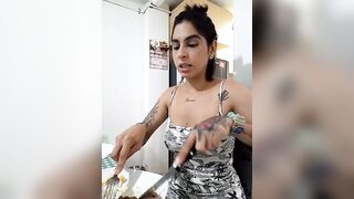 charlotte_stevenss_ - Slutty Latina with tattoos in a dress teases in front of the camera and shows her pussy with Lavens inside