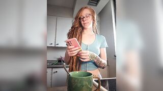 LucidLucy - Redhead babe with small tits cutely chatting and teasing in front of the camera