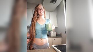 LucidLucy - Redhead babe with small tits cutely chatting and teasing in front of the camera