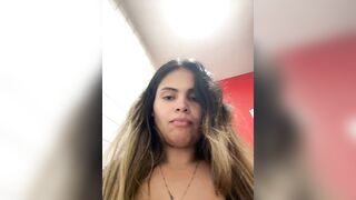 melanny10 - Horny Latina Films Herself in Public Place on Camera and Shows Her Pussy