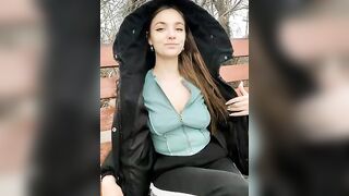 Night_dreams  -  Young woman films herself on camera on the street and chats sweetly with the chat