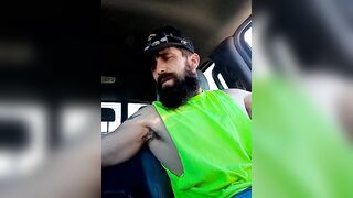 loader_hand - Bearded man films himself driving