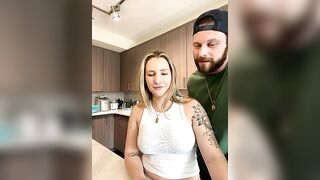 RnRBlock - young woman pleases her bearded man and chats sweetly with the chat