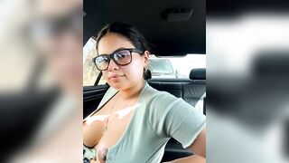 melanny10 - Horny mulatto with big tits in the car shows her pussy on camera and masturbates her pussy with a vibrator