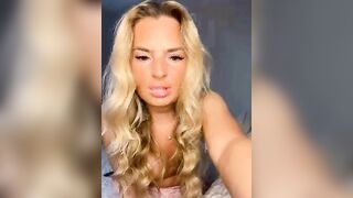 SexyWillowUk - Slutty blonde with small tits dances on bed in front of camera