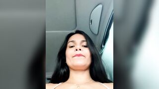 CataleyaRusso - Brunette with big tits panting in front of the camera in the car and sweet chatting with the chat room