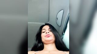 CataleyaRusso - Brunette with big tits panting in front of the camera in the car and sweet chatting with the chat room