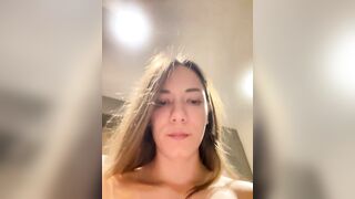 JulieLittleLove - young bitch with small tits sweetly chatting and teasing in front of the camera in the kitchen.