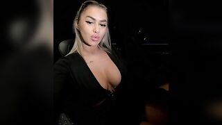 KirstieVegas - Milf with silicon boobs in the car sweetly chatting and teasing in front of the camera