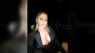 KirstieVegas - Milf with silicon boobs in the car sweetly chatting and teasing in front of the camera