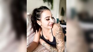 LaraVegas - Young adorable babe in tattoos sweetly chatting and teasing in front of the camera