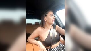 LaraVegas - Young Latina in a car chatting sweetly and teasing in front of the camera