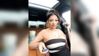 LaraVegas - Horny Latina with big tits in a dress tease in front of the camera