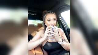 LaraVegas - Latina in a car in a dress teasing in front of the camera and sweet chatting with the chat room