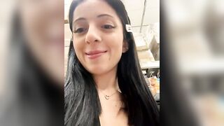 LiLitopp - A young brunette with small tits at work, she's getting dirty.