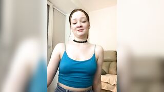 Radiants_two - young babe with small tits in a T-shirt sweetly chatting and teasing in front of the camera