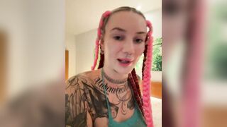 Stella - Young babe with pigtails sweetly chatting and teasing in front of the camera